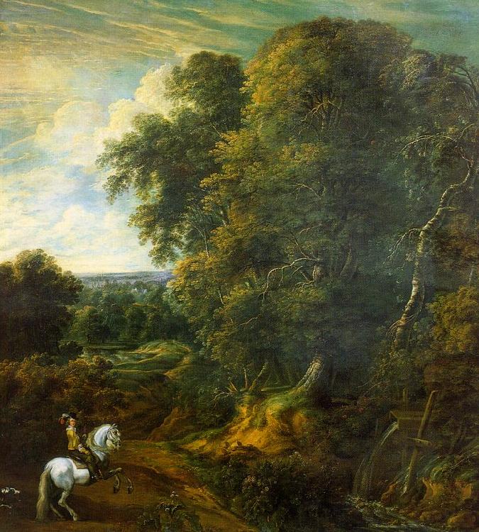 Corneille Huysmans Landscape with a Horseman in a Clearing Sweden oil painting art